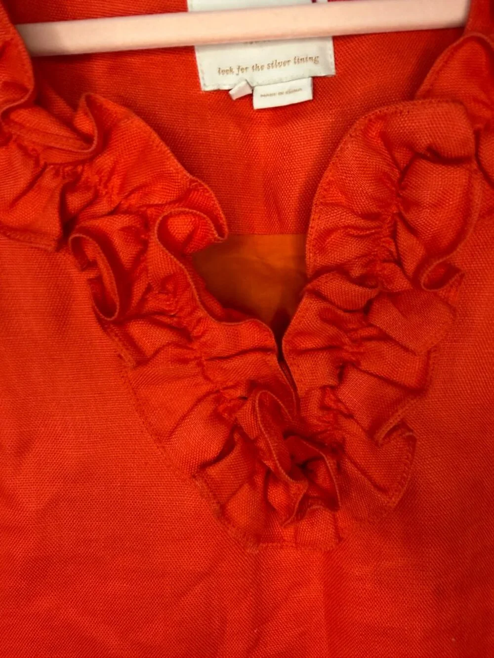 Kate Spade Mini Ruffle NeckDress – S- Bright Orange/ Red- MSRP $348